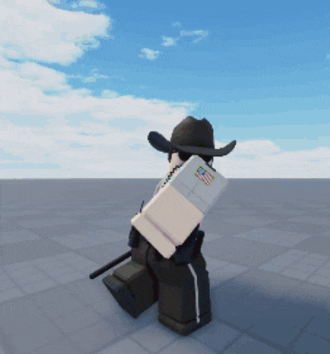 a cartoon character wearing a cowboy hat and holding a shield with an american flag on it