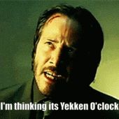 a man in a suit and tie says i 'm thinking it 's yekken o 'clock