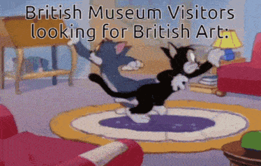 a british museum visitors looking for british art cartoon