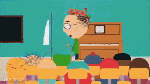 a cartoon of a man standing next to a piano with movieclips.com written on the bottom