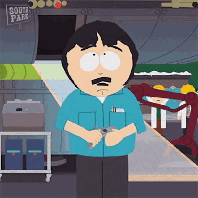 a cartoon character from south park is holding a gun