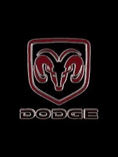 a dodge logo on a black background with a ram