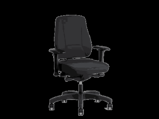 a black office chair with a black frame and arm rests