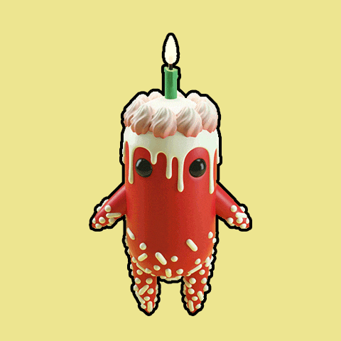 a cartoon drawing of a cake with a candle on top