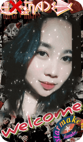 a picture of a girl with the words welcome star make on it