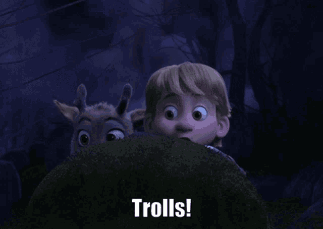 a cartoon character says trolls in front of a sheep