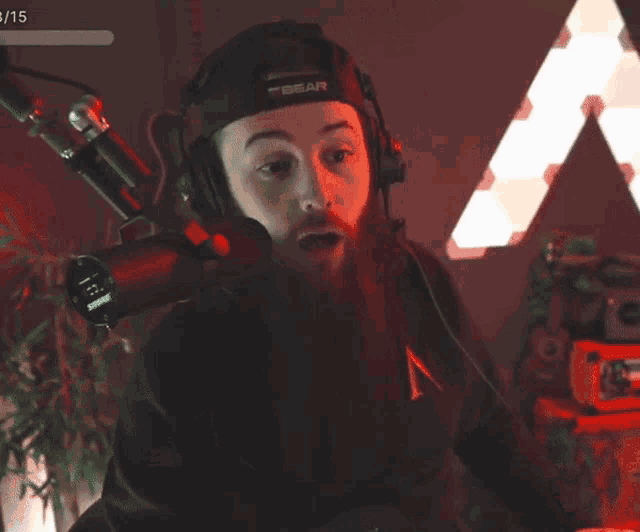 a man with a beard wearing a bear hat