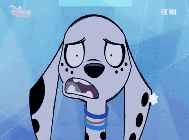 two dalmatian dogs with ice on their faces and the words neue folge on the bottom right