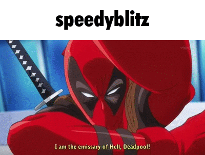 deadpool is holding a sword in his hand and says `` i am the emissary of hell , deadpool '' .