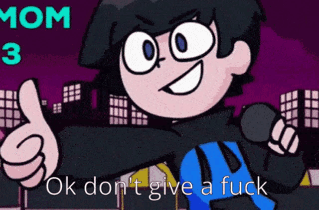 a cartoon character giving a thumbs up with the words ok don t give a fuck