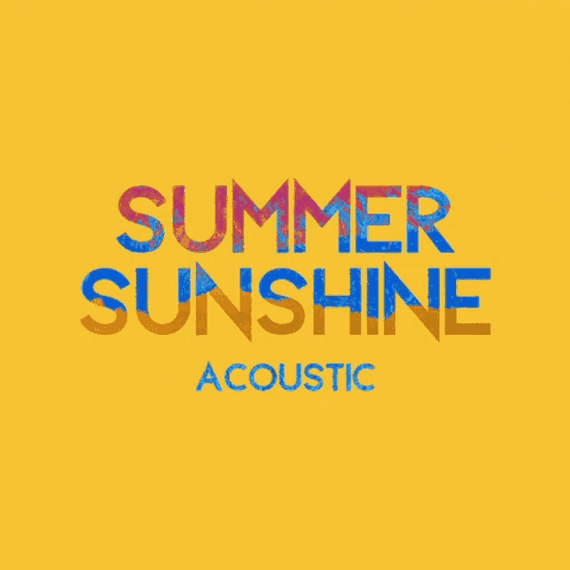 a yellow background with the words summer sunshine acoustic in blue