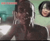 a blurry picture of a man with a woman behind him