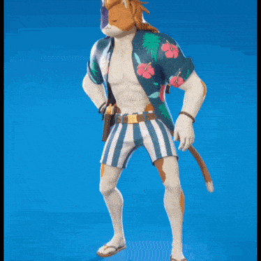 a man with a cat mask on his head is standing on one leg