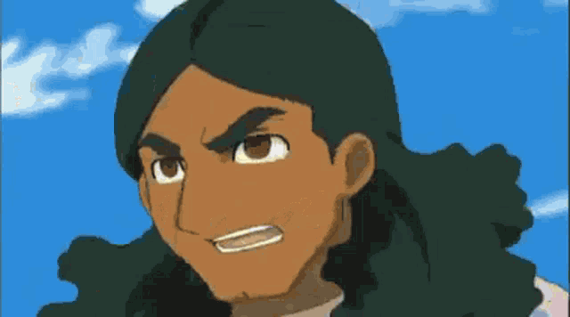 a cartoon of a man with long hair screaming with his mouth open