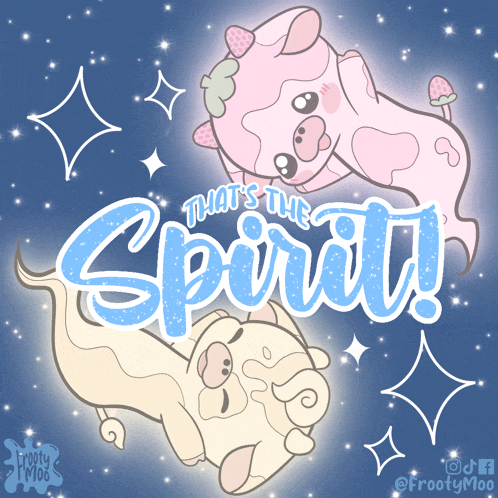 a poster that says that 's the spirit with two cows on it