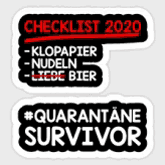 a sticker that says checklist 2020 quarantane survivor