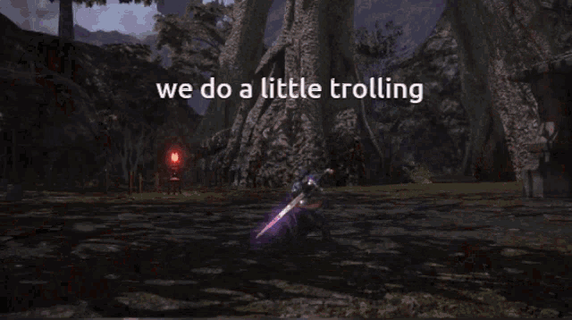 a video game scene with the words we do a little trolling above it