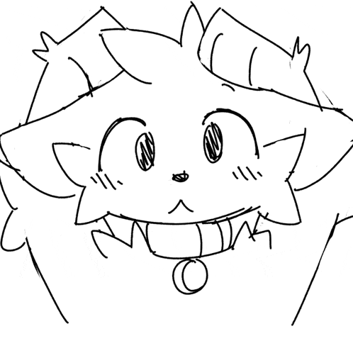 a black and white drawing of a cat wearing a necklace