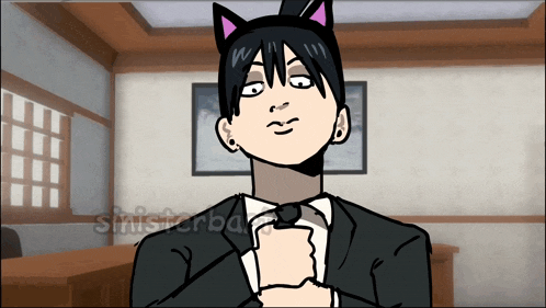 a cartoon of a man in a suit with cat ears
