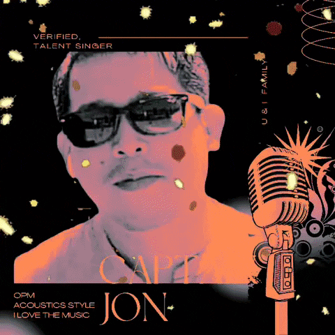 a man wearing sunglasses stands in front of a microphone and says verified talent singer jon