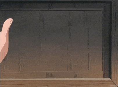 a cartoon of a person peeking out of a wooden box