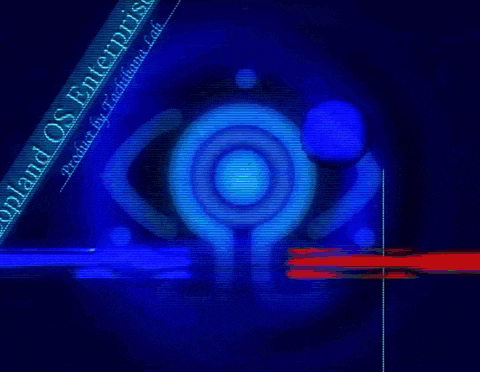 a computer screen displays a rainbow of colors and a few lines
