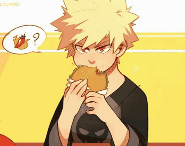a cartoon of a boy eating a taco with a speech bubble that says t.tumblr