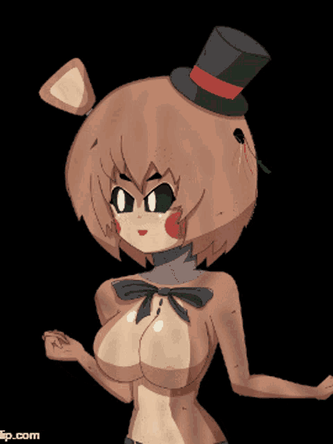 a cartoon drawing of a girl with a top hat