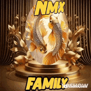 a picture of two fish with the words nmx family written above them