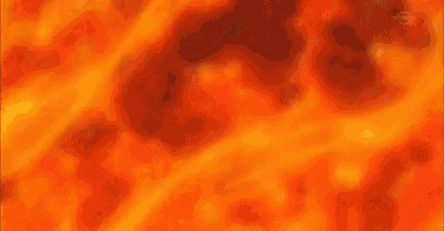 a cartoon character is flying through the air in a field of fire .