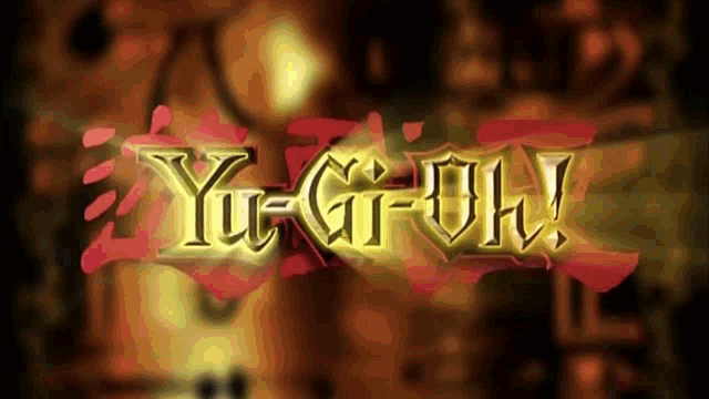 yu-gi-oh is written in gold on a dark background