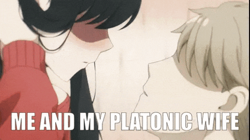 a man is kissing a woman on the cheek in a cartoon .