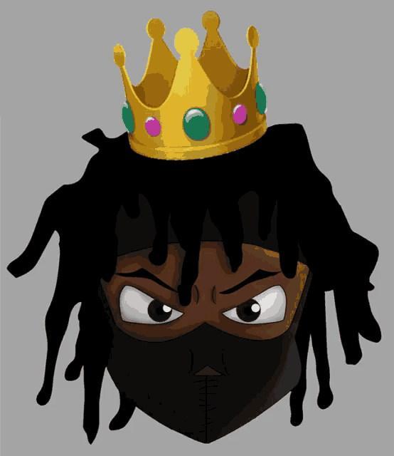 a cartoon of a man with dreadlocks wearing a crown