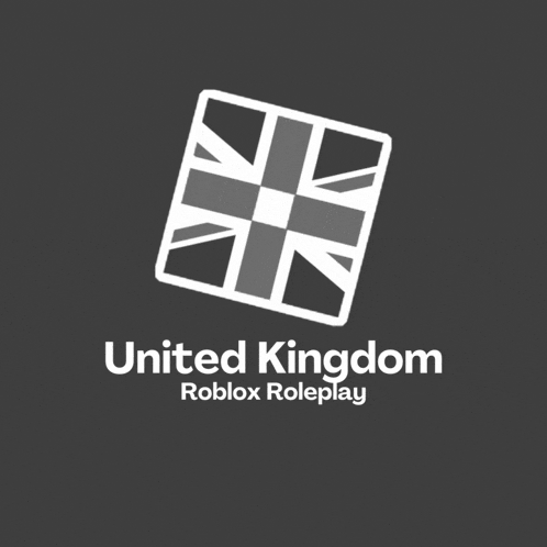 a black and white square with a british flag inside