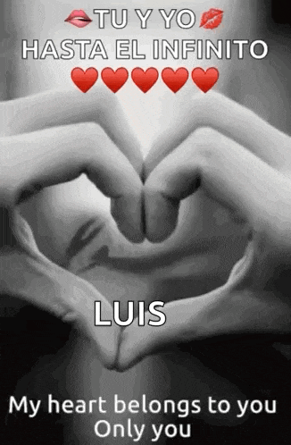 a person making a heart shape with their hands with the words my heart belongs to you only you