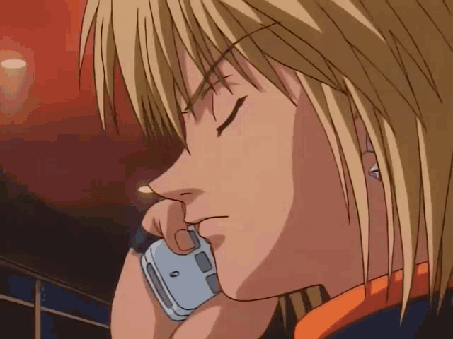 a cartoon character is talking on a cell phone