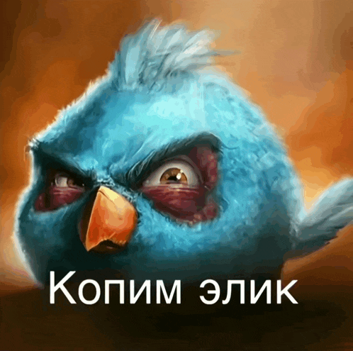 a picture of an angry bird with a foreign language caption