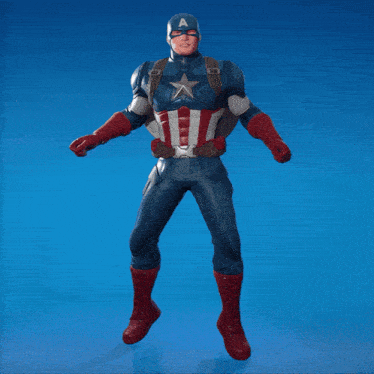 a statue of captain america dancing with his arms outstretched