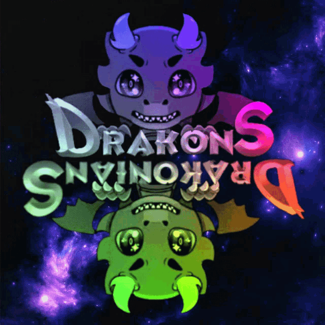 a cartoon drawing of two dragons with the words " drakons snxnxns " below them