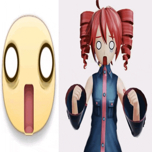 a cartoon character with red hair and a surprised face