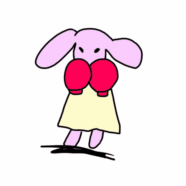 a cartoon character wearing red boxing gloves and a yellow shirt