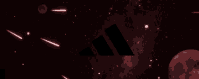 a black adidas logo is in the middle of a space background