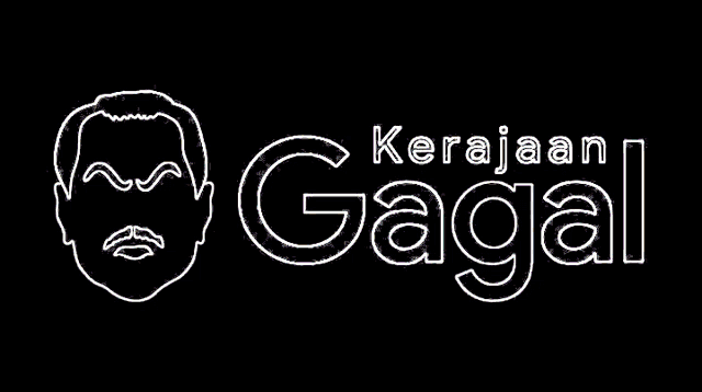 a black and white logo for a company called kerajaan gagal