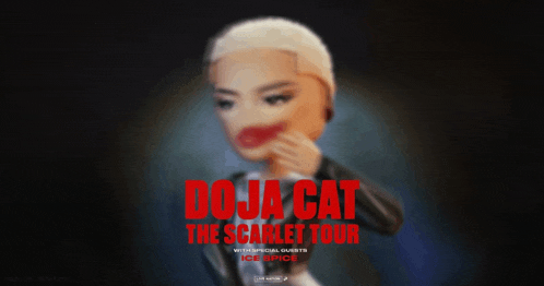 a poster for doja cat 's scarlet tour shows a doll