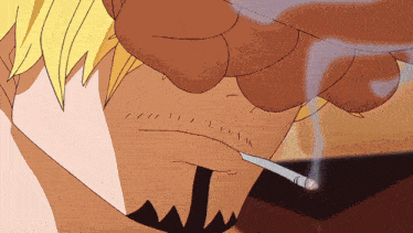a cartoon of a man smoking a cigarette