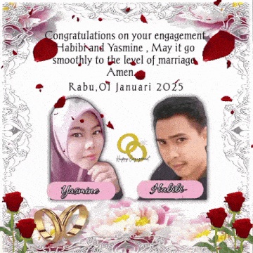 congratulations on your engagement habib and yasmine may it go smoothly to the level of marriage