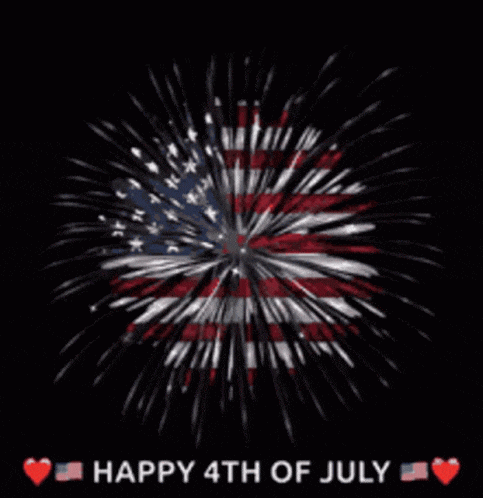 a fireworks display with the words happy 4th of july on the bottom