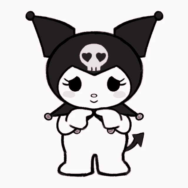 a drawing of a cartoon character with a pink skull on her head
