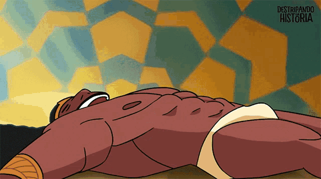a cartoon of a man laying on the ground with the words destripando historia written above him