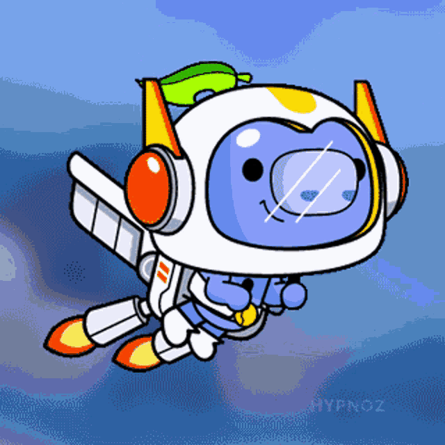 a cartoon drawing of a bear in a space suit with the name hypnoz at the bottom